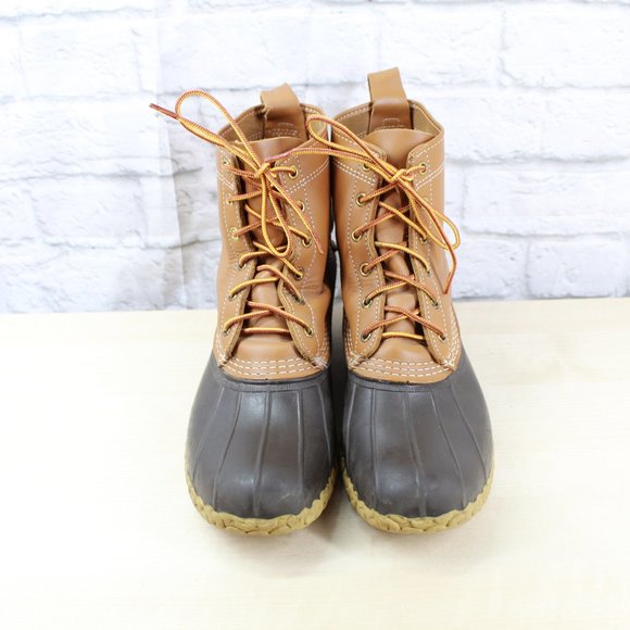 LL BEAN 8" Unlined Duck Boots Brown Leather USA Ma - Picture 5 of 9